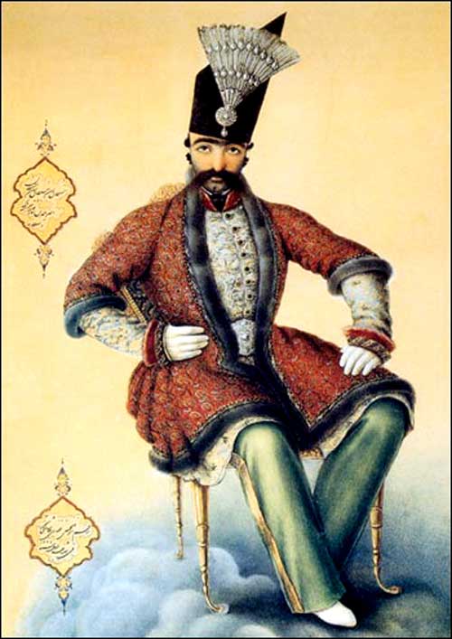 ناصرالدین شاه در جوانی محل نگهداری: موزه لوور پاریس ، بخش اسلامی،آبرنگ روی کاغذ.