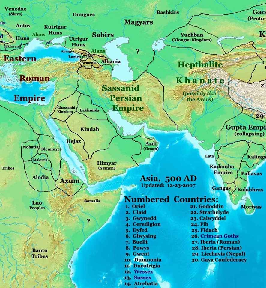 ایران ساسانی حدود 500 میلادی و همسایگانش