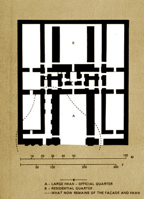 تصویر 6  - تیسفون- نقشه کاخ سده 3 میلادی(گریشمن،1390:173)