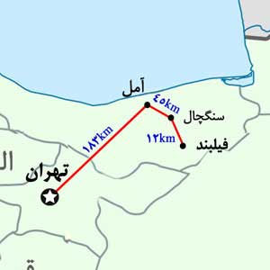 مسیر دسترسی به روستای فیلبند مازندران