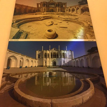 تصویری از باغ فتح‌آباد، قبل و بعد از مرمت