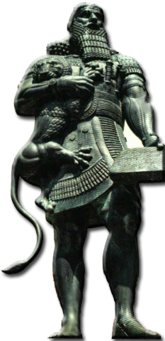 مجسمه آشوربانیپال که بر اساس نقش برجسته‌ای از او ساخته شده است.