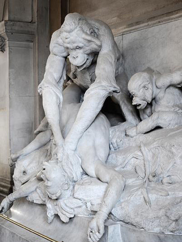 اﺛﺮي از Emmanuel Frémiet؛ﺑﺮداﺷﺖ اﻧﺴﺎنﻫﺎي ﻗﺮن 19 از اﻧﺴﺎن اوﻟﯿﻪ ﮐﻪ ذاﺗﺎ ﺧﺸﻦ و ﻗﺎﺗﻞ اﺳﺖ