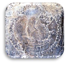 نقش سیمرغ علاوه بر این در حاشیه ی لباس سوارکار زره پوش تاق بستان نیز دیده می شود.