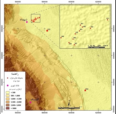 شکل 4: پراکنش استقرار‌های هزارۀ سوم پ.م (مفرغ قدیم) دشت لوت