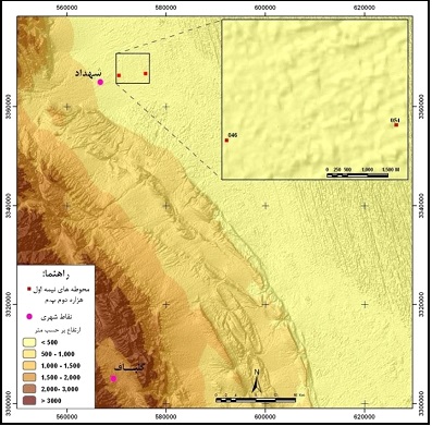  شکل 5: پراکنش استقرار‌های نیمۀ اول هزارۀ دوم پ.م دشت لوت