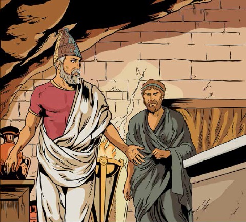 در این نقاشي كرزوس پادشاه «ليديه » را ميبينيد كه براي جنگ با كوروش با كاهن خود گفت و گو ميكند.او پيشگويي كاهن را به نفع خود ميبيند؛پس حمله ميكند و ...