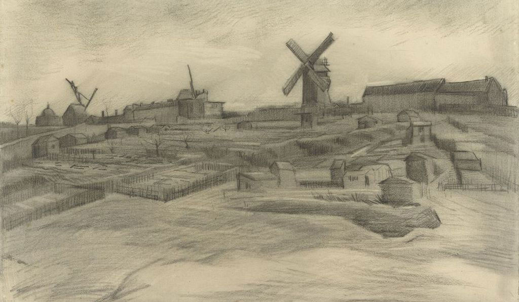 طراحی دوم «تپه مونمارت» از «ون‌گوگ»