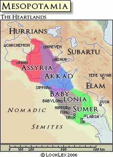 نقشه‌ای از تمدن‌های میانرودان