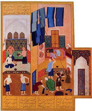 خلیفه هارون‌الرشید در گرمابه اثر کمال الدین بهزاد