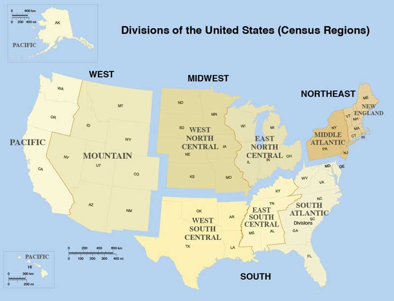 تقسیمات جغرافیایی ایالات متحده آمریکا
