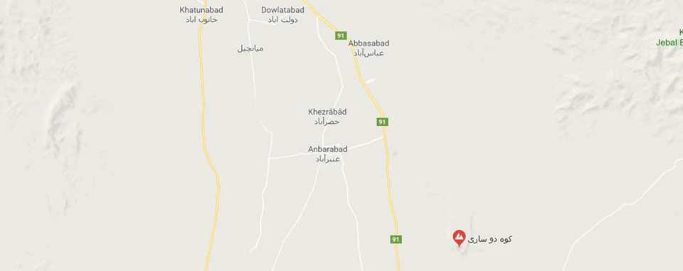 موقعیت جغرافیایی آبشار دوساری جیرفت