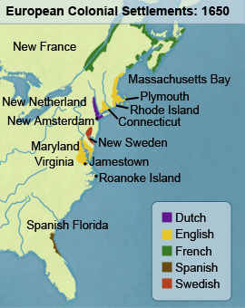 کلونی‌های اروپاییان در آمریکا 1650