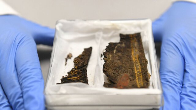 تصویر بقایای تنها نقاشی چوبی متعلق به دوران آنگلو ساکسون‌ها در بریتاینا