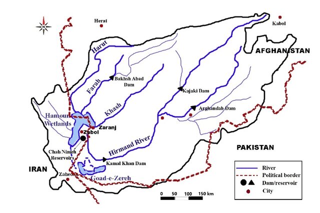 حوضه رودخانه هیرمند و زیرساخت های اصلی آن
