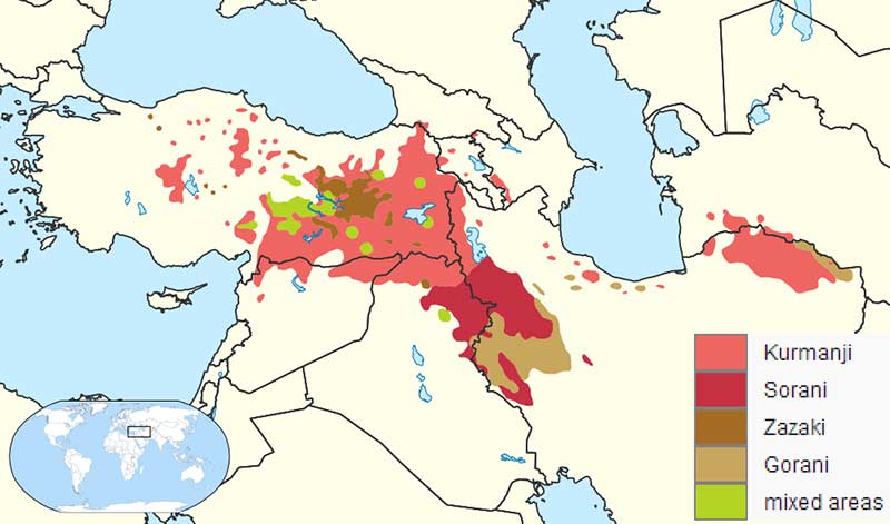 نقشه زبانهای کردی