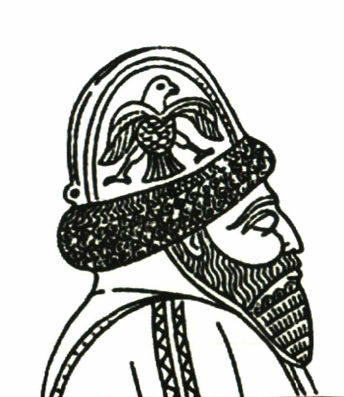 عقاب مادى: روی سربند این مرد مادی عقابی نقش بسته که در پرچم ایرانیان دوران هخامنشی استفاده می شده است. این طرح در موزه‌ی ایروان ارمنستان قرار دارد.