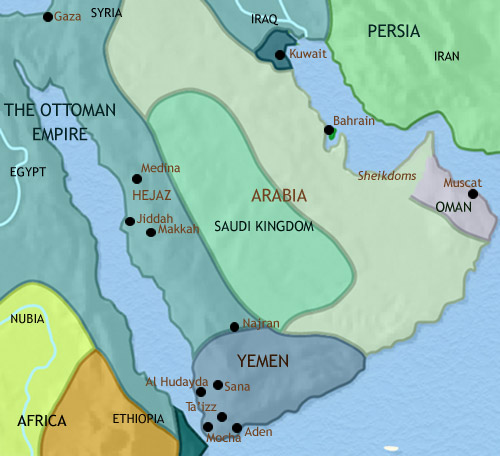 شبه جزیره عربستان در 1203قمری (1789 میلادی)