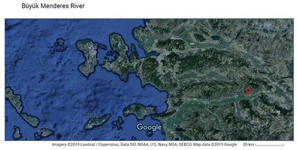 نقشه از غرب ترکیه امروزی شامل منطقه ایونیا