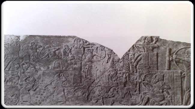 صحنه جنگ از کاخ آشور ناصرپال دوم در نمرود 
