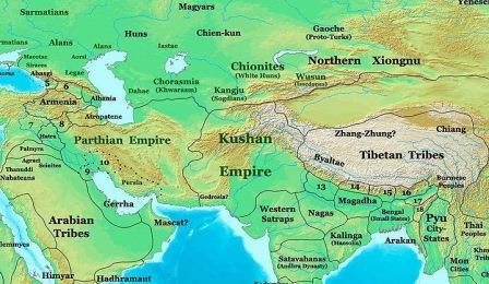نقشه آسیای مرکزی در 200 میلادی